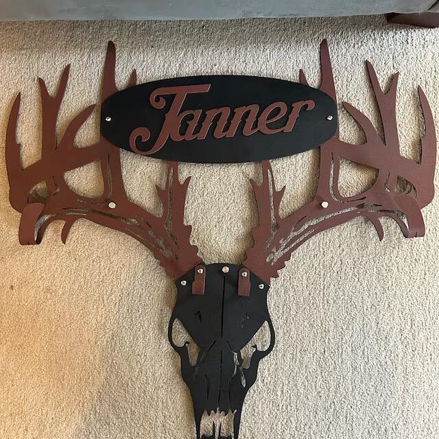 Personalized Metal Deer Skull Rack